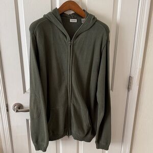 VTG Izod Men's Olive Zip-Up Hooded Sweater SZ XL